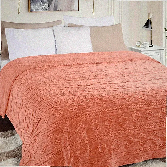 Arctic Jacquard Boho Knit Diamond Geometric Soft Fluffy Plush Fleece Blanket
