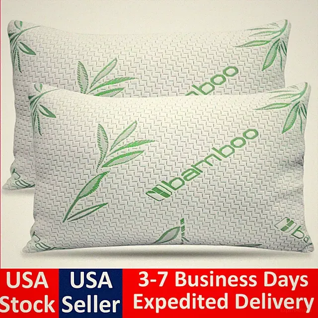 BAMBOO Pillows 2 Pack King Queen Size Memory Foam Pillows Cooling Bed Pillow NEW