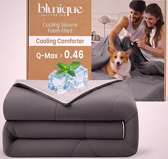 Blunique Cooling Silicone Foam Filled Comforter Blanket Queen 88x88" Lightweight