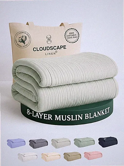 CLOUDSE 8 Layer Muslin Blanket for Adults, Cotton Gauze Layering