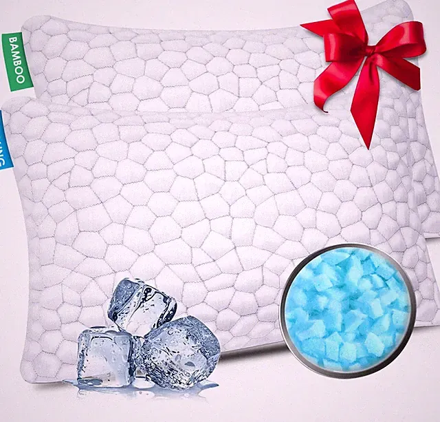 Cooling Pillow Queen Size Set of 2, CertiPUR-US Shredded Memory Foam Pillows...