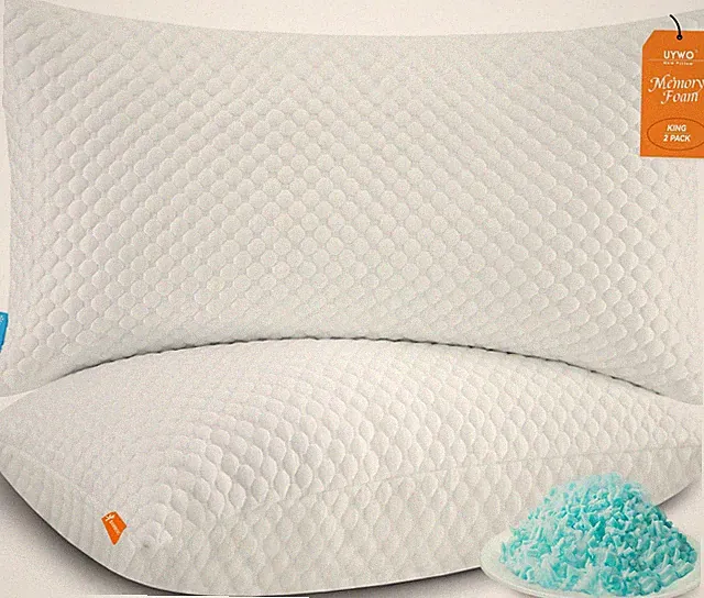 Cooling Pillows King Size Set of 2, Memory Foam Pillows with Zipper, Firm Bed...