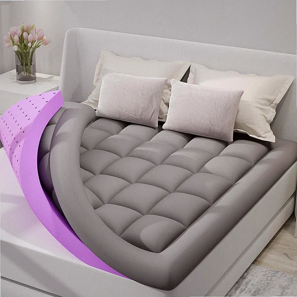 Dual Layer 5 Inch Memory Foam Mattress Topper Queen Size, 2 Inch Gel Memory F...