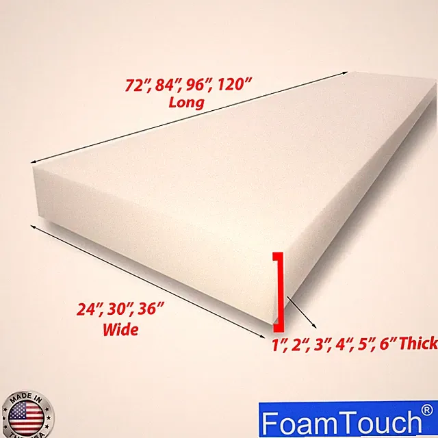 FoamTouch High Density White 1-6 in Height x 24-36 in Wide x 72-120 in Long