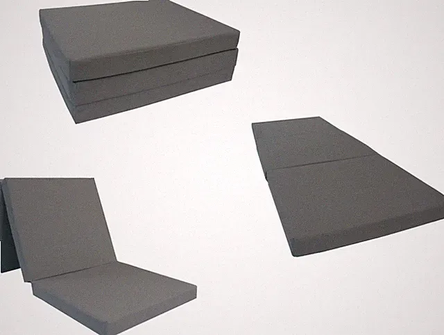 Gray Portable Tri Fold Foam Beds 3x27x75, Floor Futon Mats, Density 1.8