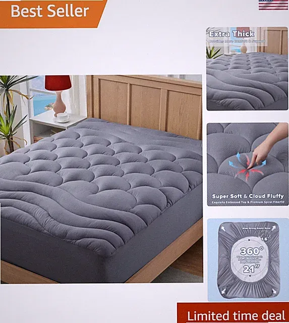 King Mattress Pad for Back & Hip Pain Relief, Pillow Top Cooling Bed Topper Q...