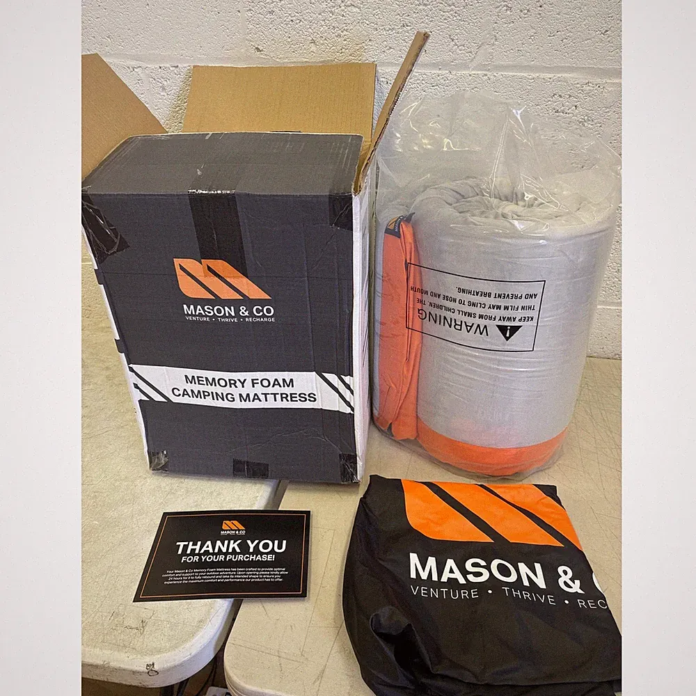 Mason & Co- Memory Foam Camping Pad Gel Infused Travel Bed w/ Pillow & Carry Bag