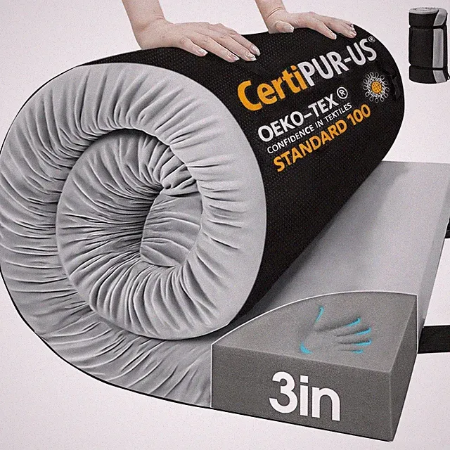 Memory Foam Camping Mattress Pad,3 in Sleeping Pad for Camping, Non-Slip Bott...