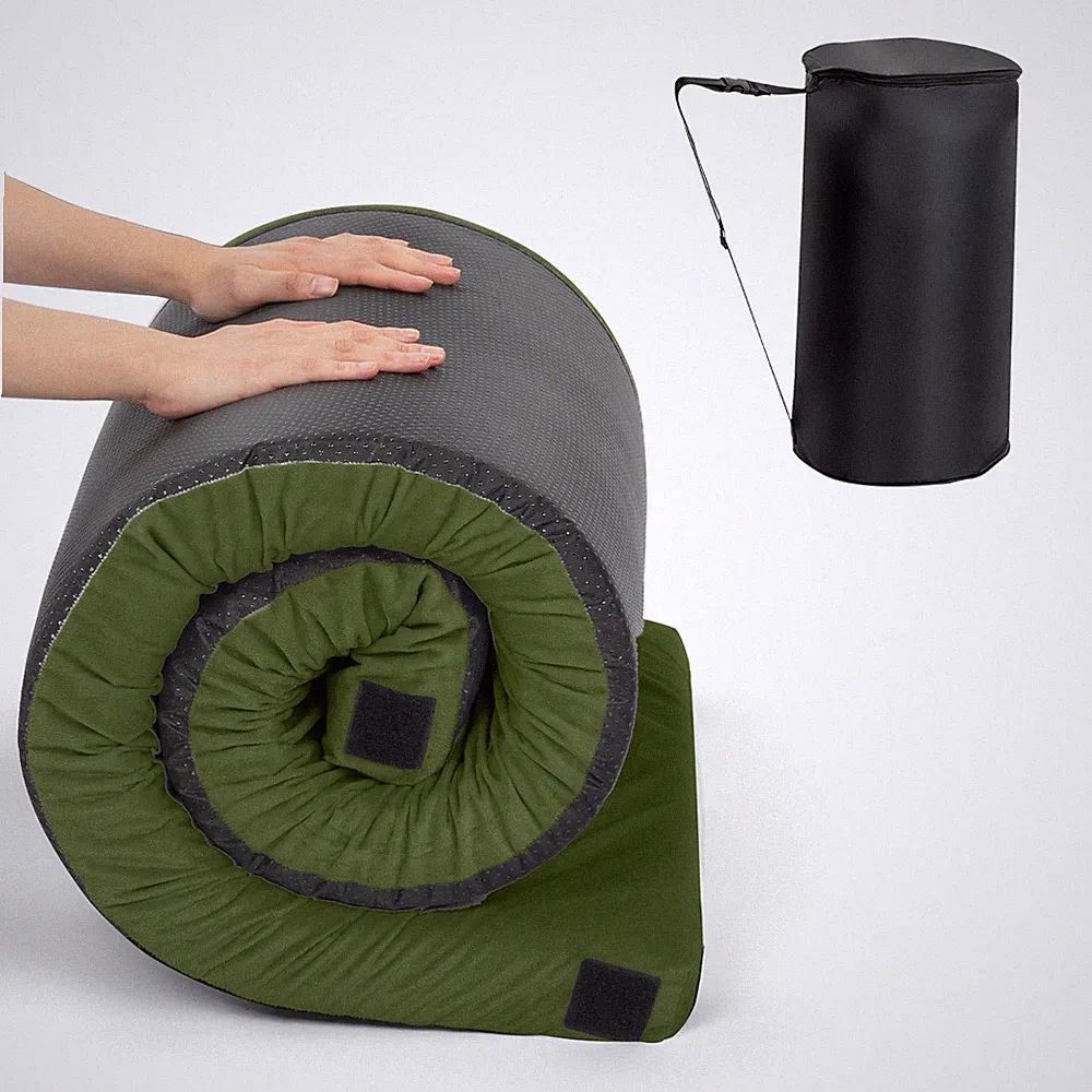 Portable Memory Foam Camping Mattress, Floor Mat Roll Up for Outdoor Camping
