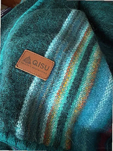 Qisu Alpaca Wool Blanket- Sea Foam Variegated. Approximately 63x42 Inches