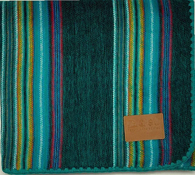 QISU Soft Alpaca Blanket Warm Throw 85x65 | (Turquoise Sea Foam Variegated)