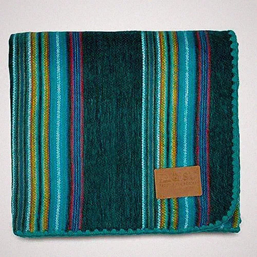 Qisu Throw Alpaca Wool Blanket Sofa Couch 85"x65 (Turquoise Sea Foam Variegated)
