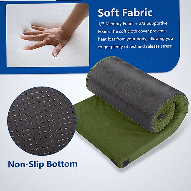 Thick Memory Foam Camping Mattress Sleeping Pad Car/Tent/Cot Portable Floor +Bag